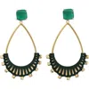 Panacea Green Wrapped Teardrop Earrings In Black