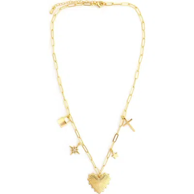 Panacea Heart Charm Necklace In Gold