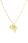 Panacea Heart, Cross & Hand Charm Necklace In Gold