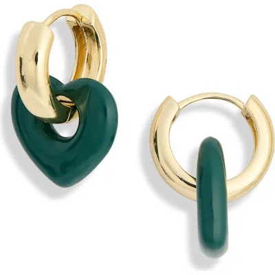 Panacea Heart Disc Huggie Hoop Earrings In Green