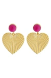 Panacea Heart Drop Earrings In Pink