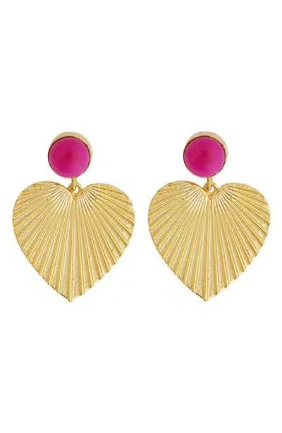 Panacea Heart Drop Earrings In Pink