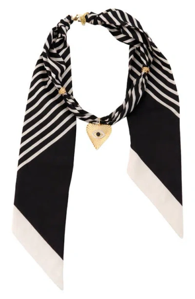 Panacea Heart Scarf Necklace In Black