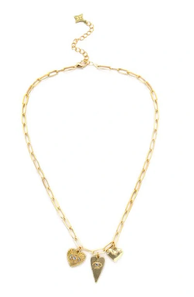 Panacea Hearts Charm Necklace In Gold