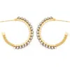 Panacea Hematite Bead Hoop Earrings In Gold