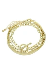 Panacea Herringbone Layered Bracelet In Gold