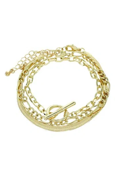 Panacea Herringbone Layered Bracelet In Gold