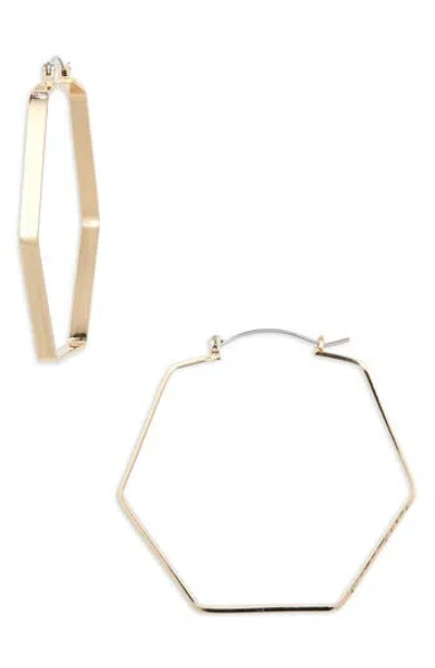 Panacea Hexagonal Hoop Earrings In Gold
