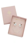 Panacea Huggie Hoop Earrings & Chain Necklace Set In Silver