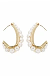 Panacea Imitation Pearl Hoop Earrings In Gold/pearl