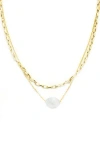 Panacea Imitation Pearl Layered Necklace In Gold
