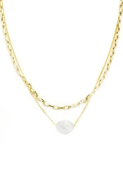Panacea Imitation Pearl Layered Necklace In Gold