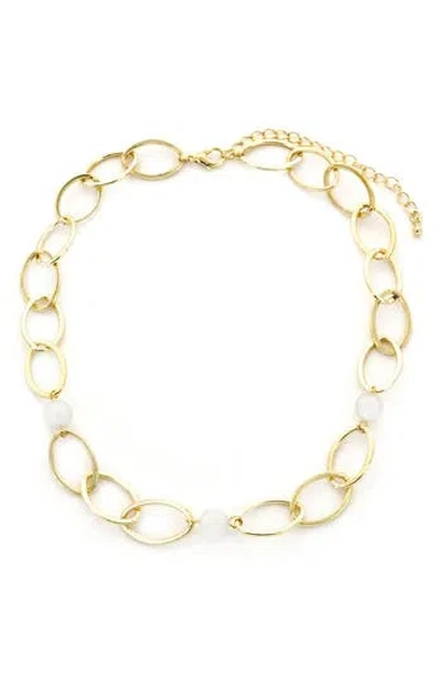 Panacea Imitation Pearl Station Chain Necklace In Gold