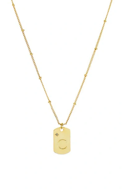 Panacea Initial Tag Pendant Necklace In Gold