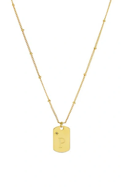 Panacea Initial Tag Pendant Necklace In Gold