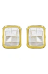 Panacea Inlaid Squares Stud Earrings In White