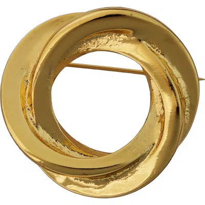 Panacea Interlocking Circle Brooch In Gold