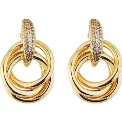 Panacea Intertwined Ring Pavé Drop Earrings In Gold