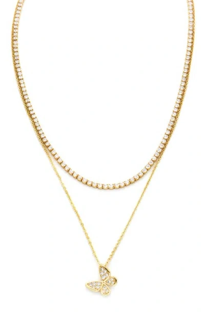 Panacea Layered Butterfly Pendant Necklace In Gold