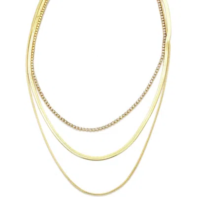 Panacea Layered Crystal & Chain Necklace In Gold