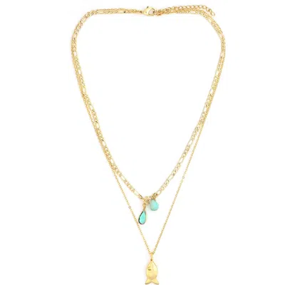 Panacea Layered Fish Pendant Necklace In Gold
