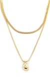 Panacea Layered Herringbone Chain Necklace In Gold