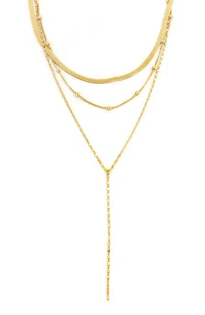 Panacea Layered Lariat Necklace In Gold