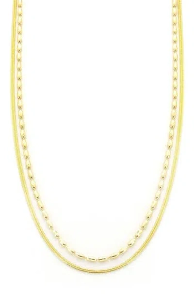 Panacea Layered Mixed Chain Necklace In Gold
