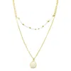 Panacea Layered Stone & Bead Necklace In Gold/ivory