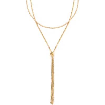 Panacea Layered Tassel Y-necklace In Gold