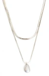 Panacea Layered Teardrop Pendant Necklace In Silver