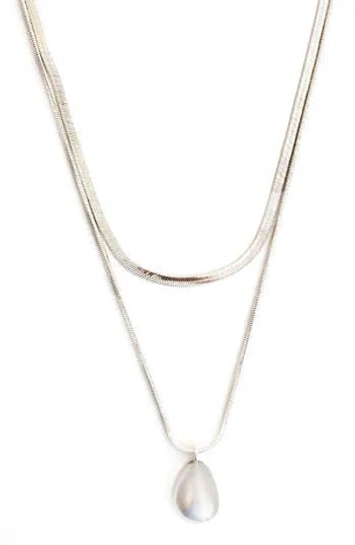 Panacea Layered Teardrop Pendant Necklace In Metallic