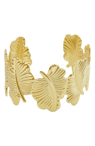 Panacea Leaf Cuff Bracelet In Gold