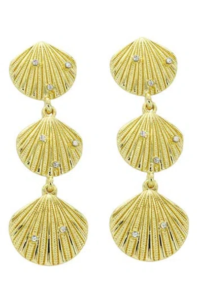 Panacea Linear Crystal Shell Drop Earrings In Gold