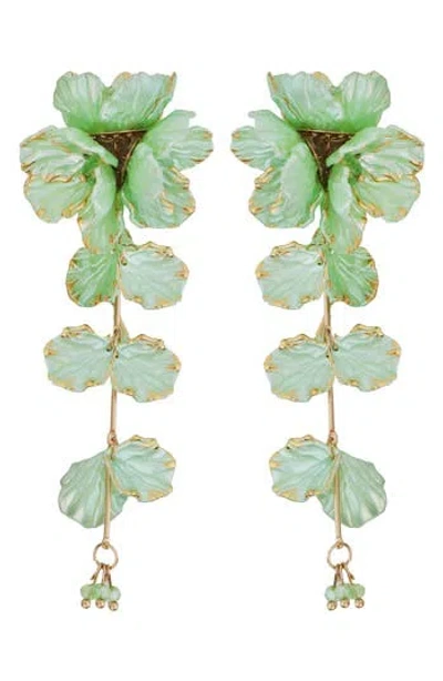 Panacea Linear Flower Earrings In Green