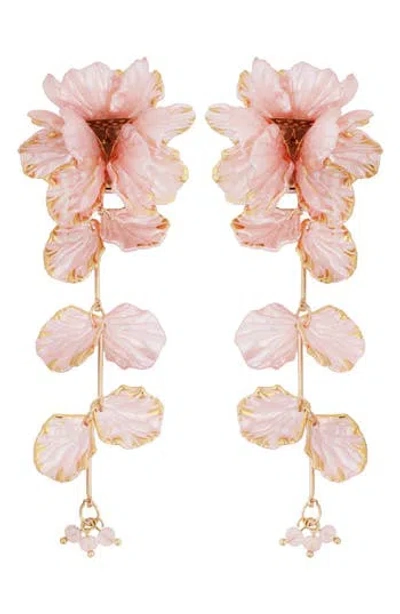 Panacea Linear Flower Earrings In Pink