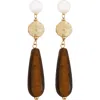Panacea Linear Teardrop Earrings In Brown
