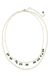 Panacea Malachite Drop Double Row Necklace In Green