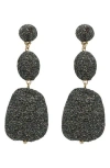 Panacea Metallic Wrapped Linear Drop Earrings In Black