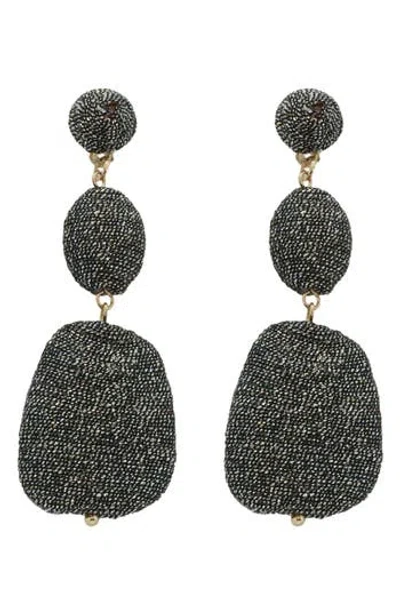 Panacea Metallic Wrapped Linear Drop Earrings In Black