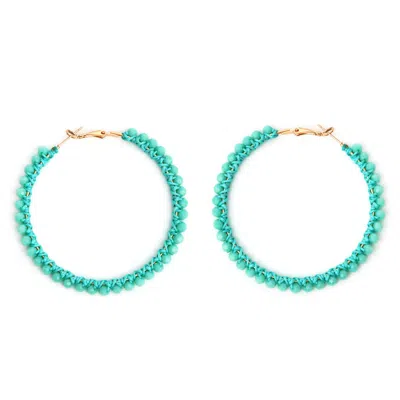 Panacea Mint Crystal Wrapped Hoop Earrings In Green