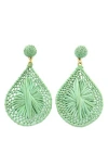 Panacea Mint Raffia Teardrop Earrings In Mint
