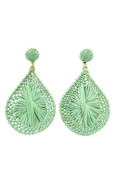 Panacea Mint Raffia Teardrop Earrings