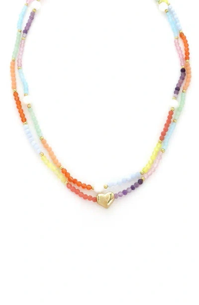 Panacea Mixed Bead Double Strand Necklace In Multi