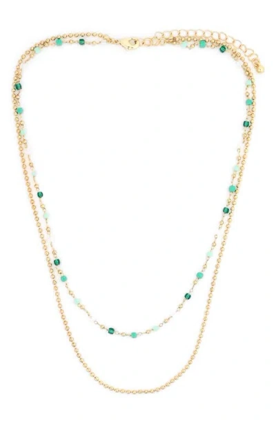 Panacea Mixed Bead Layered Necklace In Gold