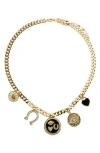 Panacea Mixed Charm Necklace In Black