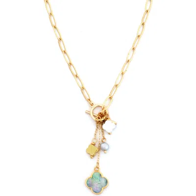 Panacea Mixed Charm Toggle Necklace In Gold