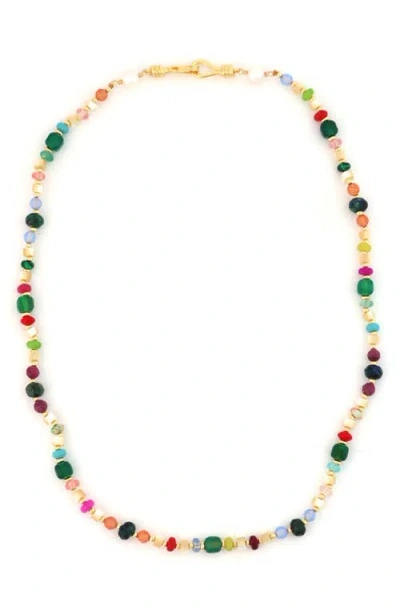 Panacea Mixed Stone & Freshwater Pearl Beaded Necklace In Multi