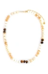 Panacea Mixed Stone Beaded Necklace In Neutral