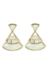 Panacea Mother-of-pearl & Cubic Zirconia Fan Drop Earrings